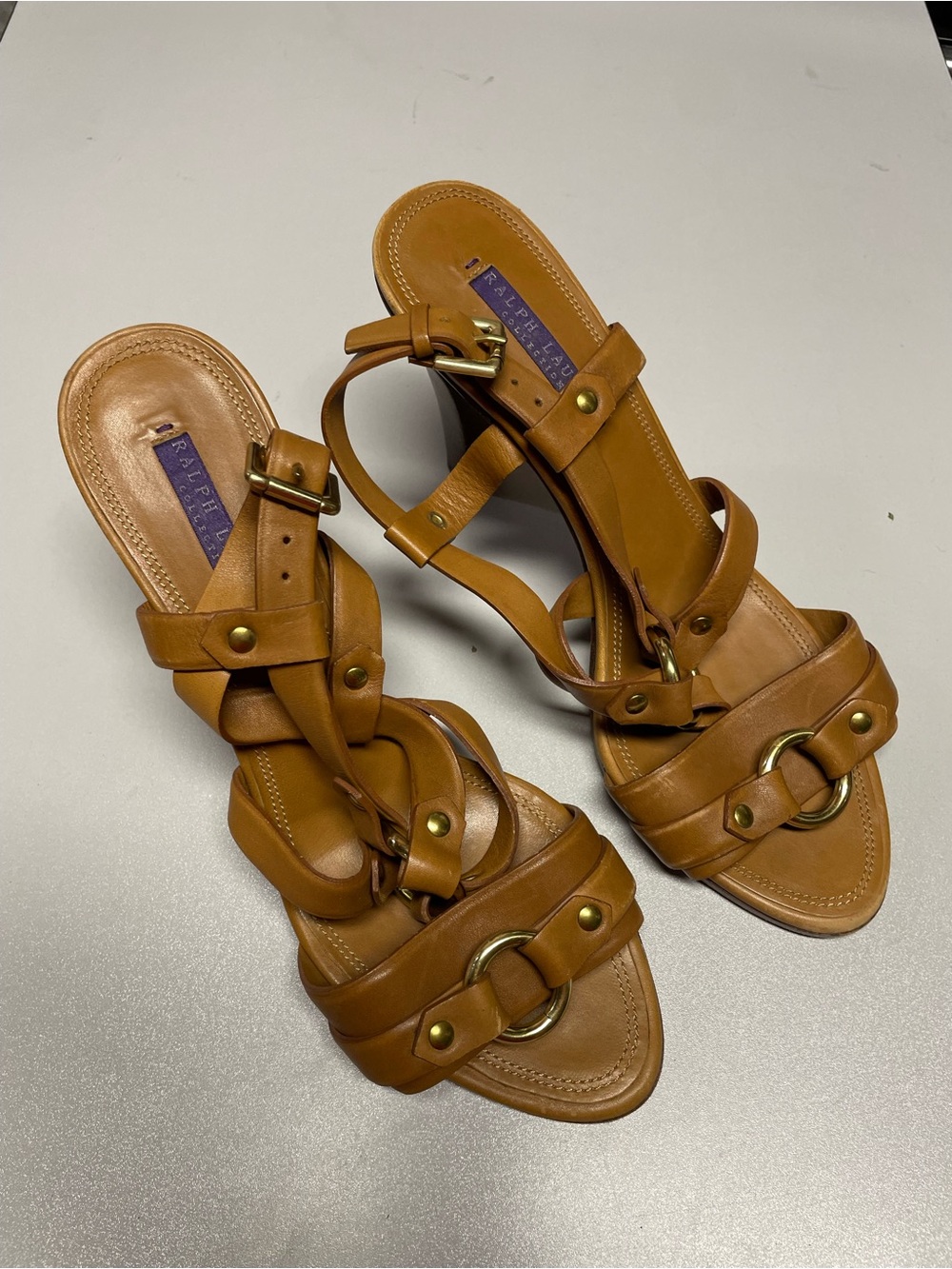 RALPH LAUREN PURPLE LABEL Women's Leather Strappy Sandals Size 10B